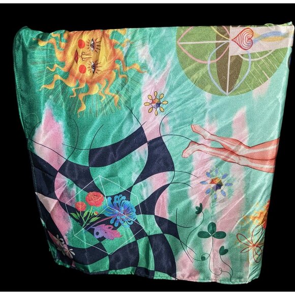 Brisato Studio Unique Green Art Icons Square Scarf - Picture 2 of 14